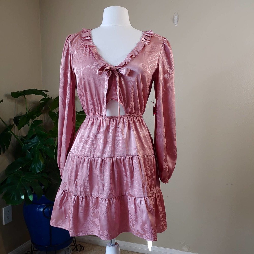Speechless- Mauve Satin with floral print  Size M